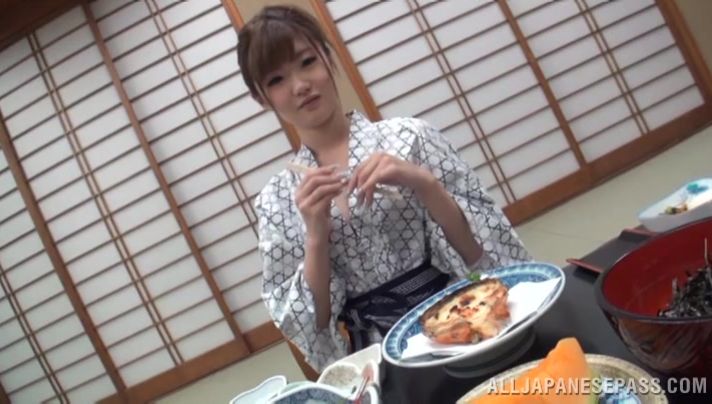 Mouthwatering woman Maya Kawamura has her vag fingered after a chic dinner